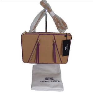 Naked Zebra Geuine Leather Purple & Tan  Crossbody Purse